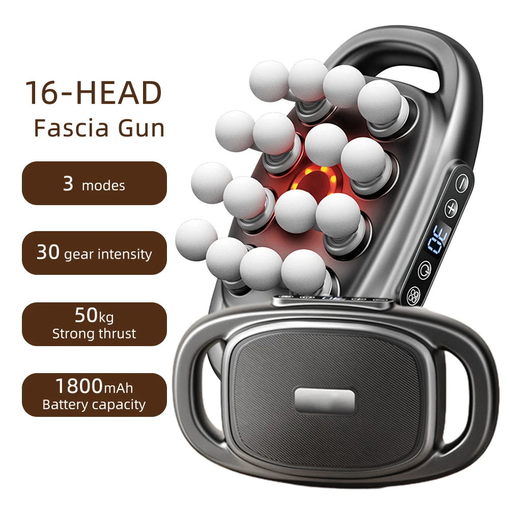 16-Head Fascia Gun High-Frequency Vibration Body Massage Gun Back and Waist Massager Neck Shoulder Massager Muscle