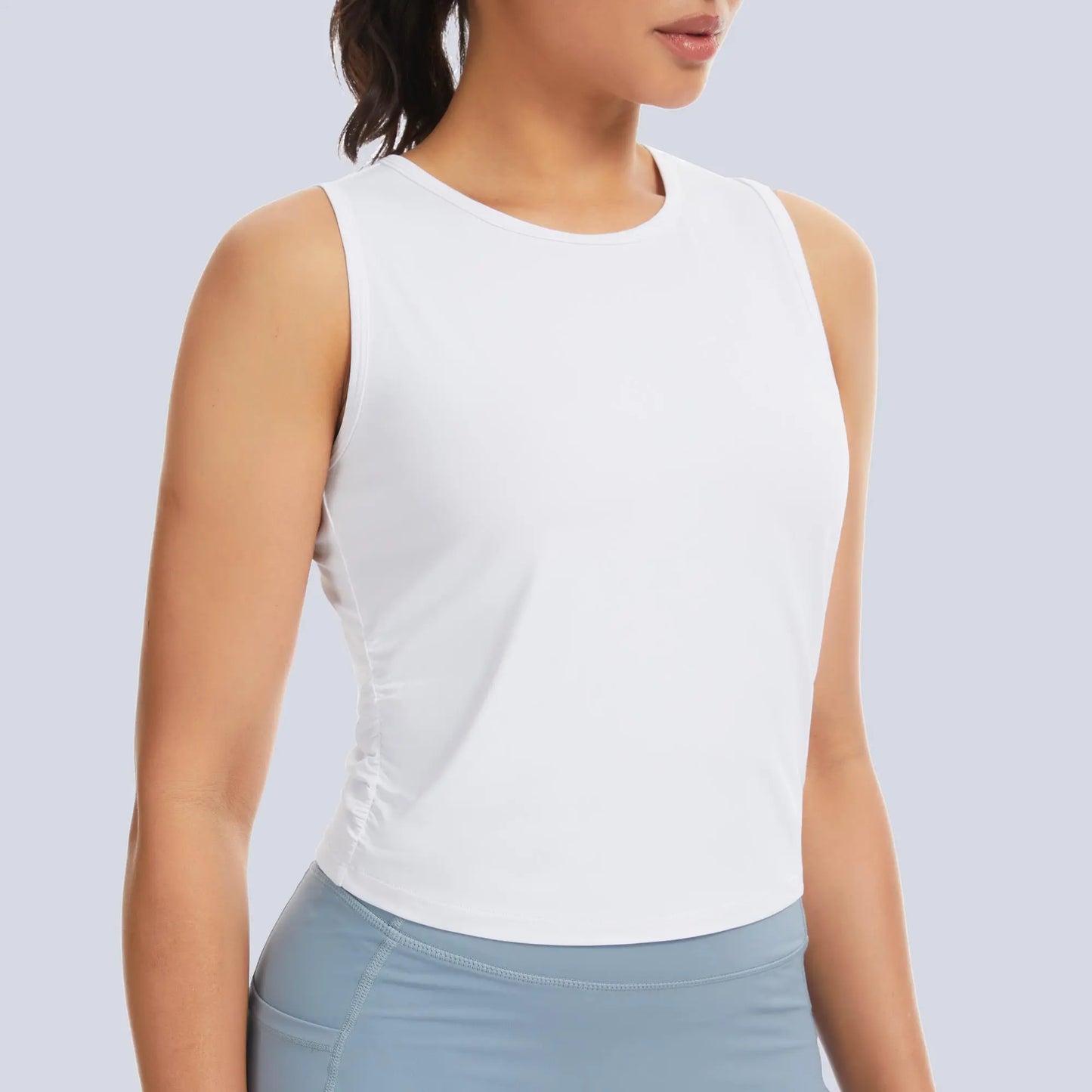 THE GYM PEOPLE Women’s Ruched Tank Tops Slim Fit Breathable Soft Basic Running Yoga Sleeveless Workout Shirts