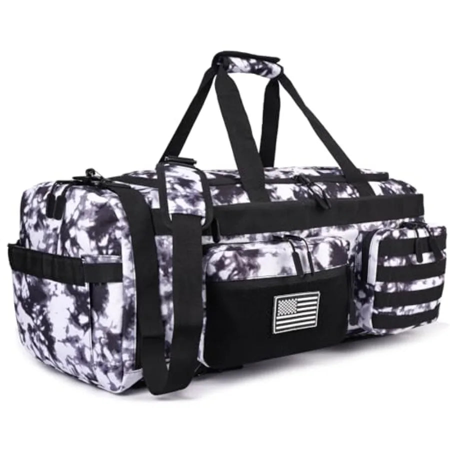 50L Tactical Duffle Bag for Men, 3-in-1 Gym Duffle and Backpack, Shoe Compartment, Laptop Sleeve and MOLLE, Carry-On Travel Wee