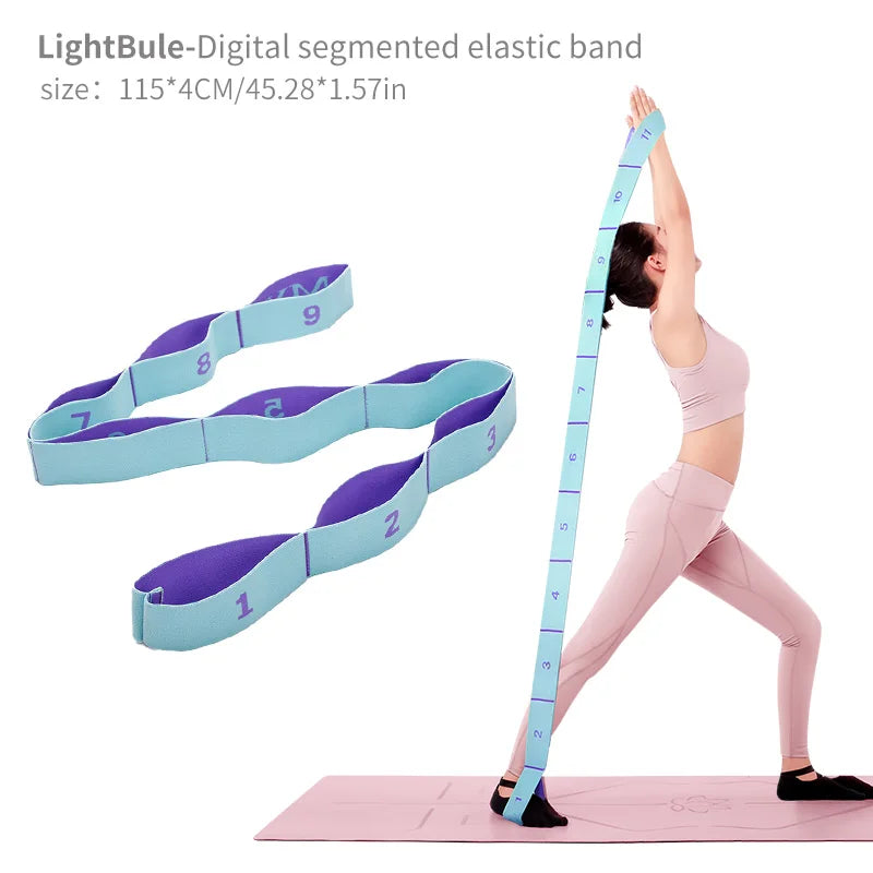Elastic Yoga Stretching Strap with Loops, Stretch Strap for Ballet, Leg, Body, Stretch Band for Yoga, Dance, Pilates, Gymnastics