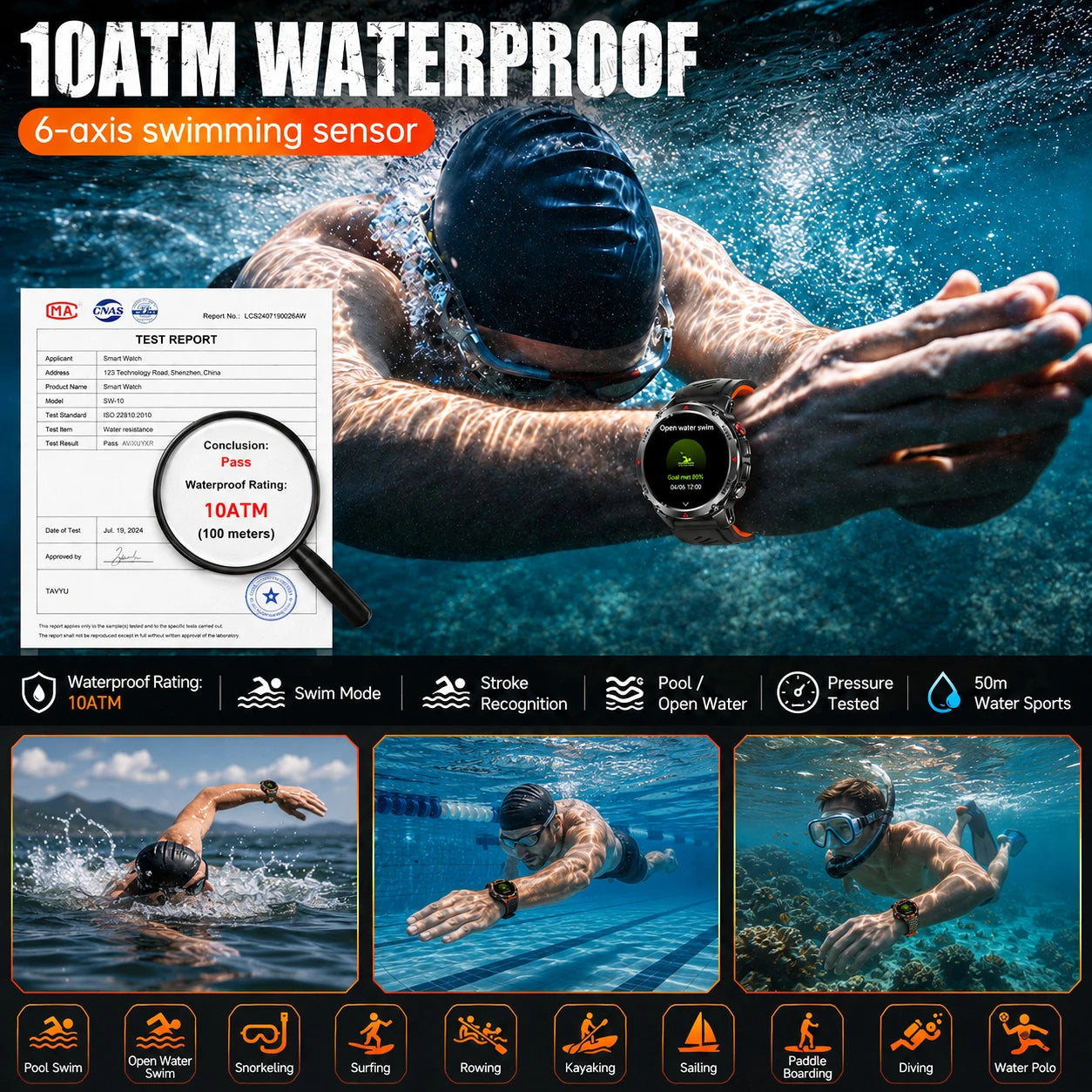 T-Rex 3 Pro Military Grade AGPS Smart Watch 10ATM Waterproof Dual-band GNSS Compass Altimeter AMOLED Swim Sports Smart Watch Men