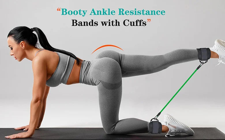 6 Pcs Color Ankle Bands Set, Elastic Resistance Bands for Leg Glute Exercise, Fitness Training & Rehab