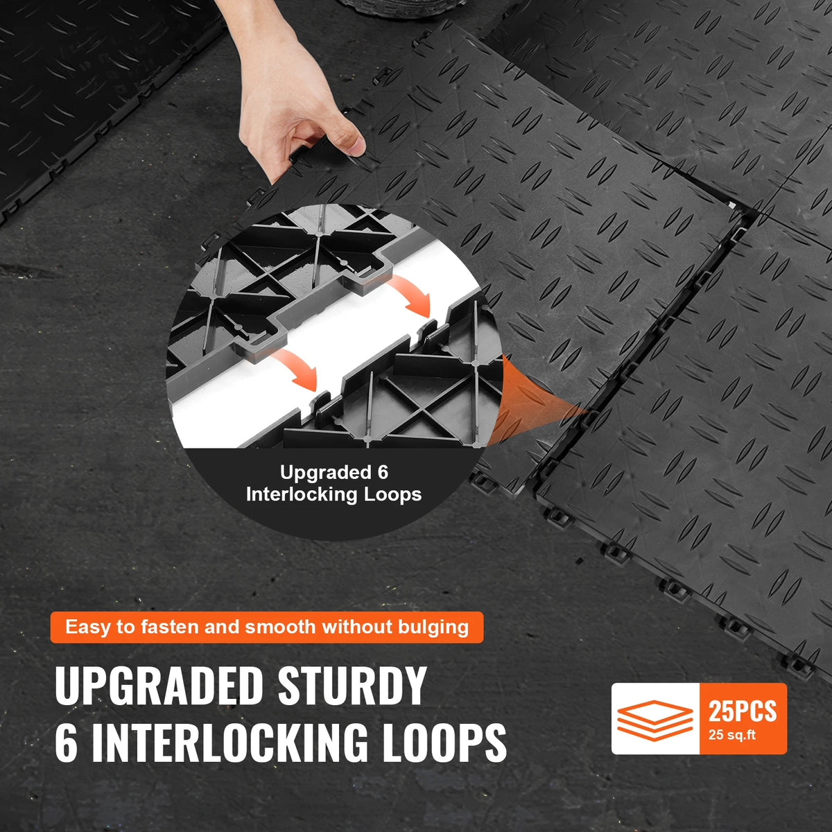 SucceBuy Garage Tiles Interlocking 12in 25/50Pcs Garage Floor Covering Tiles Non-Slip Double-Sided Texture for Garages Repair