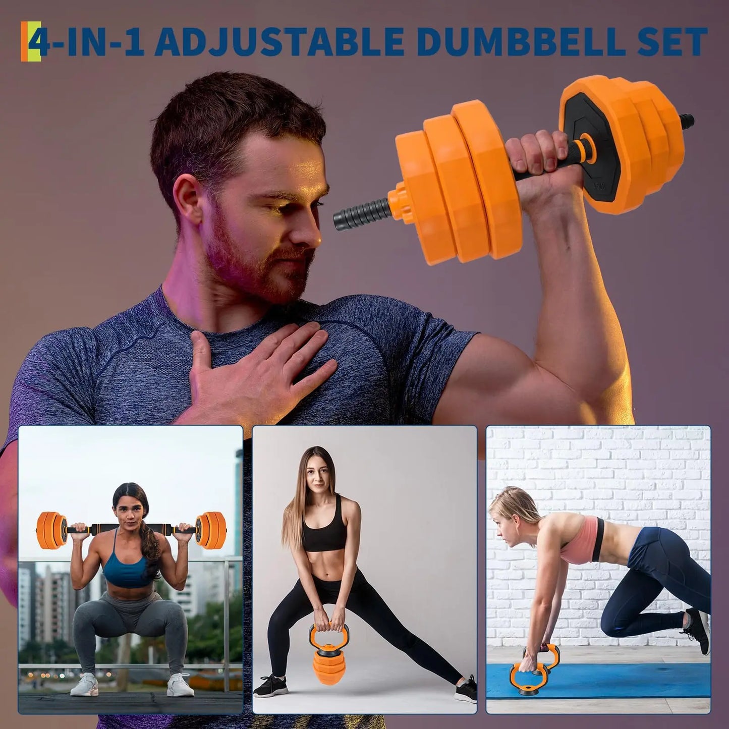 Adjustable Dumbbells, 44/66/88lbs Free Weight Set with Connector,4 In1 Dumbbells Set Used As Barbell,Kettlebells,Push Up Stand for Home Gym