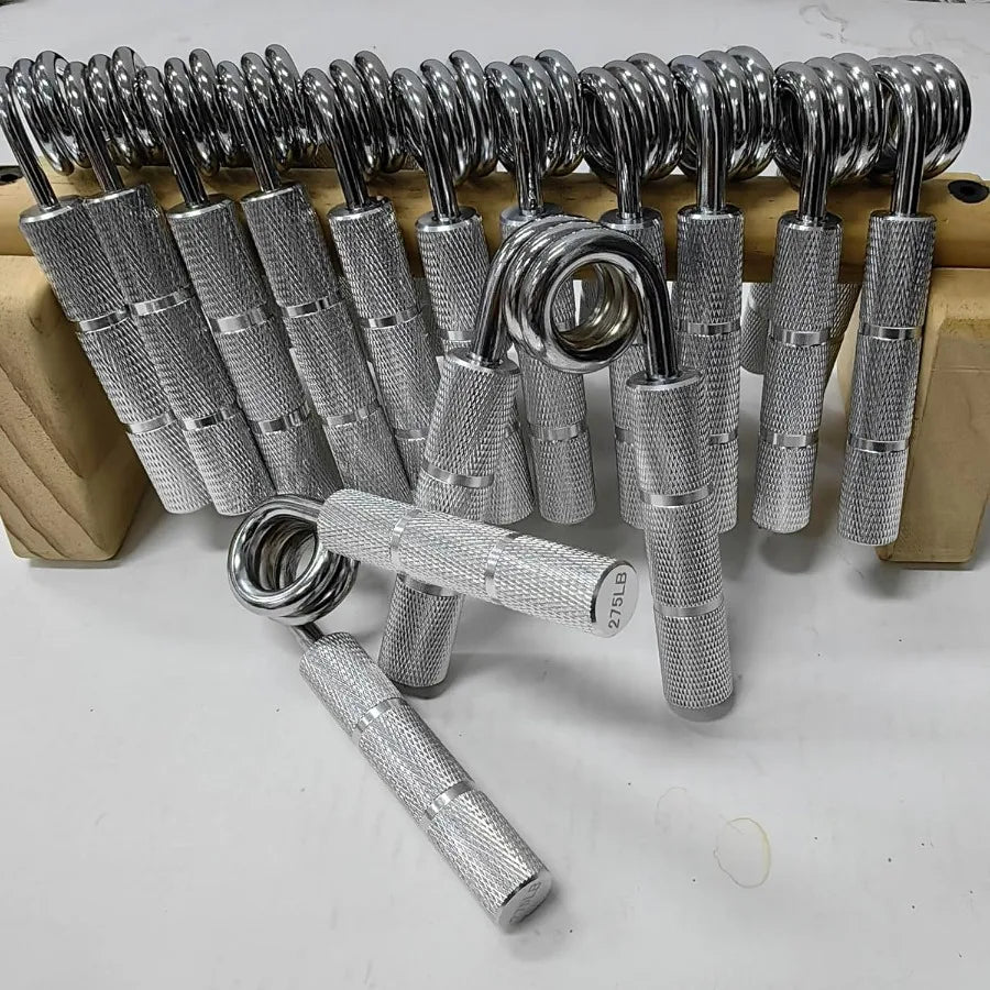 Silver Metal Hand Gripper Set,50LB-400LB 13 Pack No Slip Heavy-Duty Grip Strengthener,Great Wrist & Forearm Hand Exerciser,Home