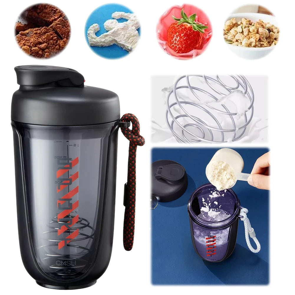 590ml Drink Shake Bottle Leak Proof Fitness Water Cup Detachable Whey Protein Powder Mixer Bottle for Gym Camping Hiking Sports