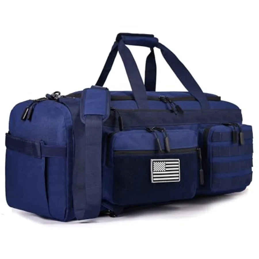 50L Tactical Duffle Bag for Men, 3-in-1 Gym Duffle and Backpack, Shoe Compartment, Laptop Sleeve and MOLLE, Carry-On Travel Wee