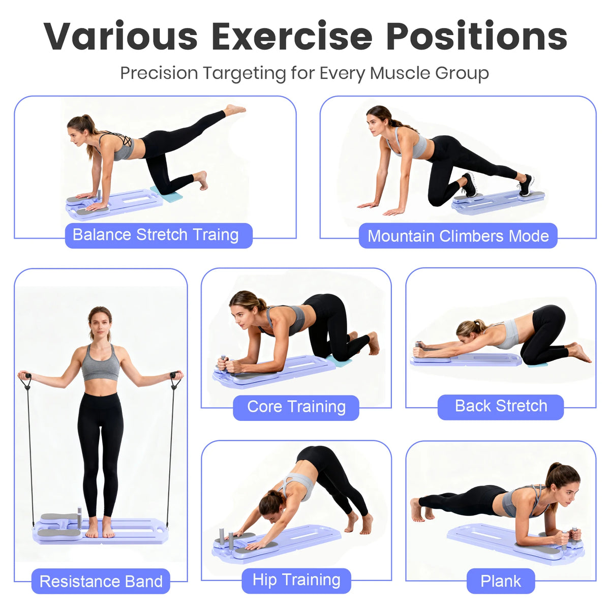 5-in-1 Foldable Pilates Abs Board Push-up Core Abdominal Strength Trainer Leg Arm Multifunctional Fitness Equipment for Women's