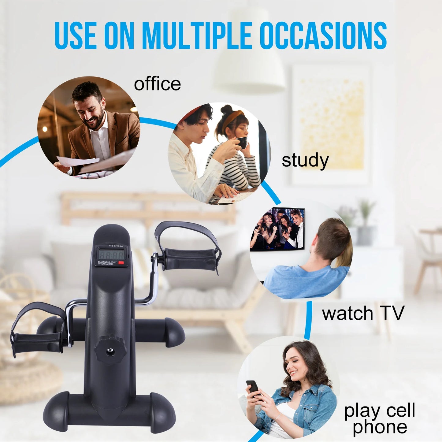 Stepper Exercise Bike LCD Screen Portable Multi-Function Foot Pedal Exerciser Peddler for Leg Arm and Knee Trainer Home Office