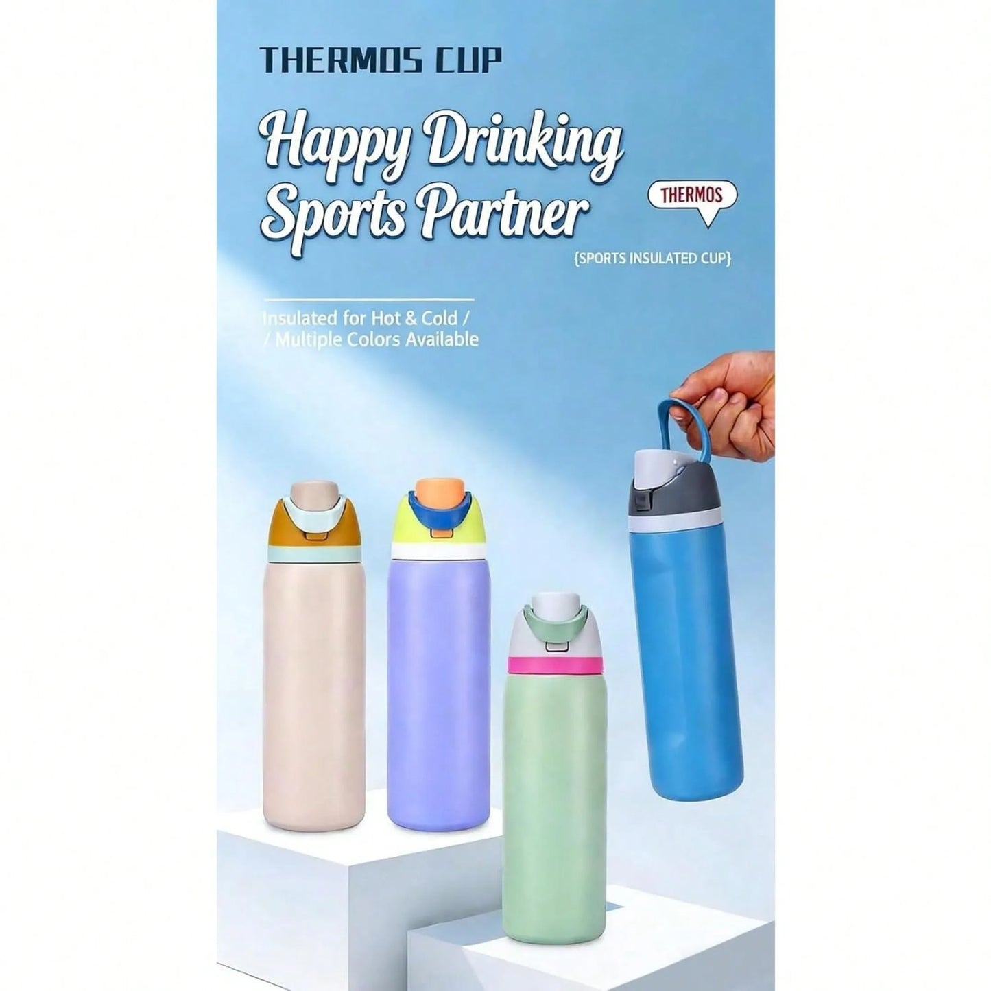 Insulated Stainless Steel Water Bottle with Straw,Reusable Sports and Travel Bottle for School, Kids, and Outdoors - Leakproof and BPA-Free (Lavender purple, 16.0, oz)