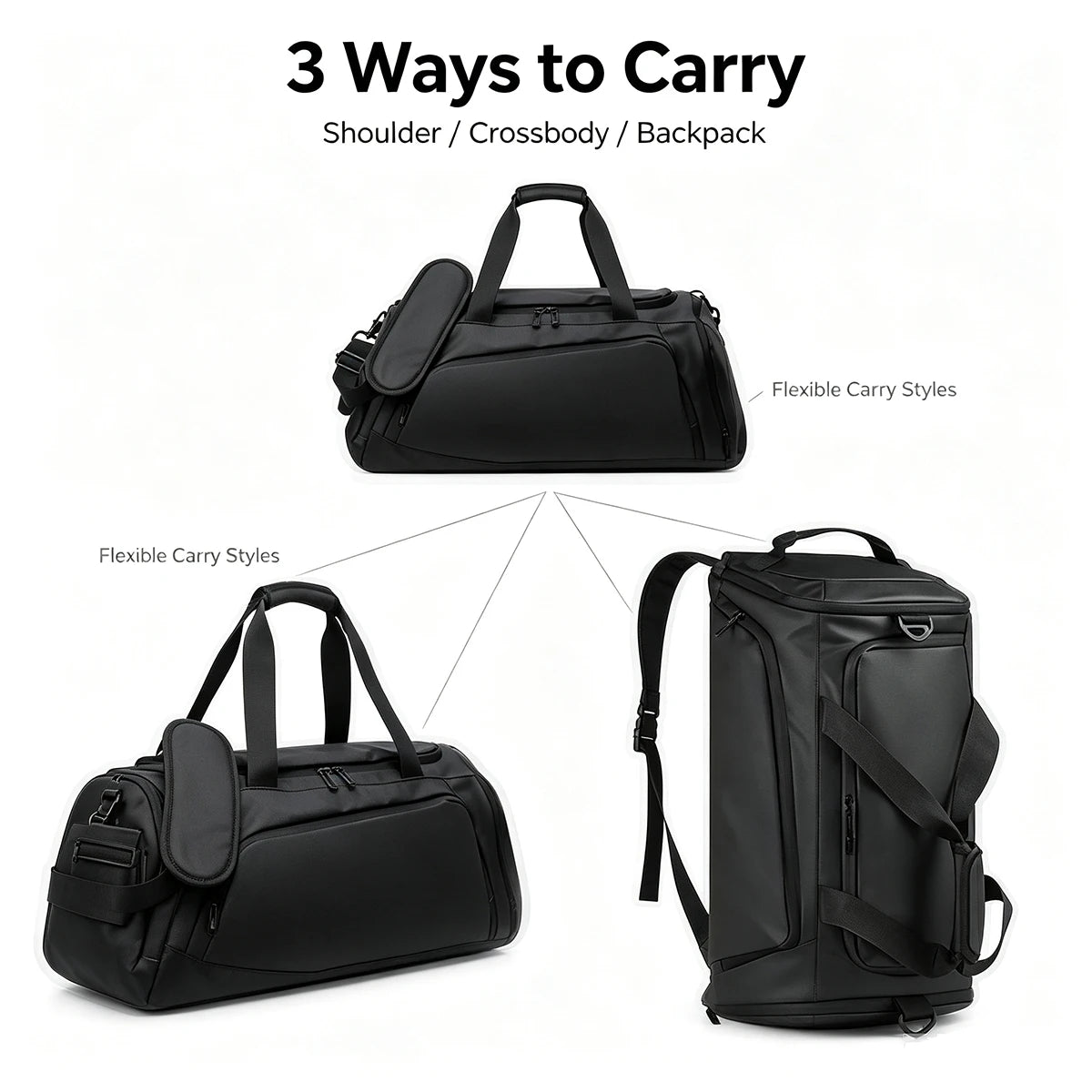 35L Water Resistant Backpack Duffel, Heavy Duty Duffle Bags | Inner Zipper Pockets; Suit for Travel Gym Camping Sports Weekend Getaways