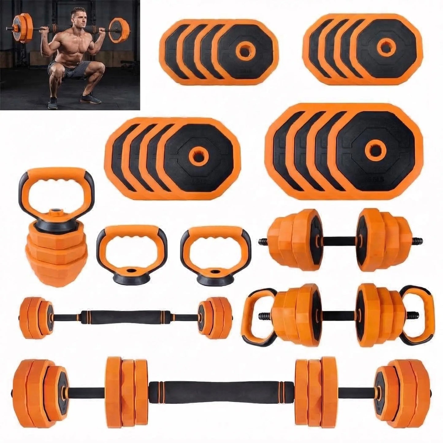 Adjustable Dumbbells, 44/66/88lbs Free Weight Set with Connector,4 In1 Dumbbells Set Used As Barbell,Kettlebells,Push Up Stand for Home Gym