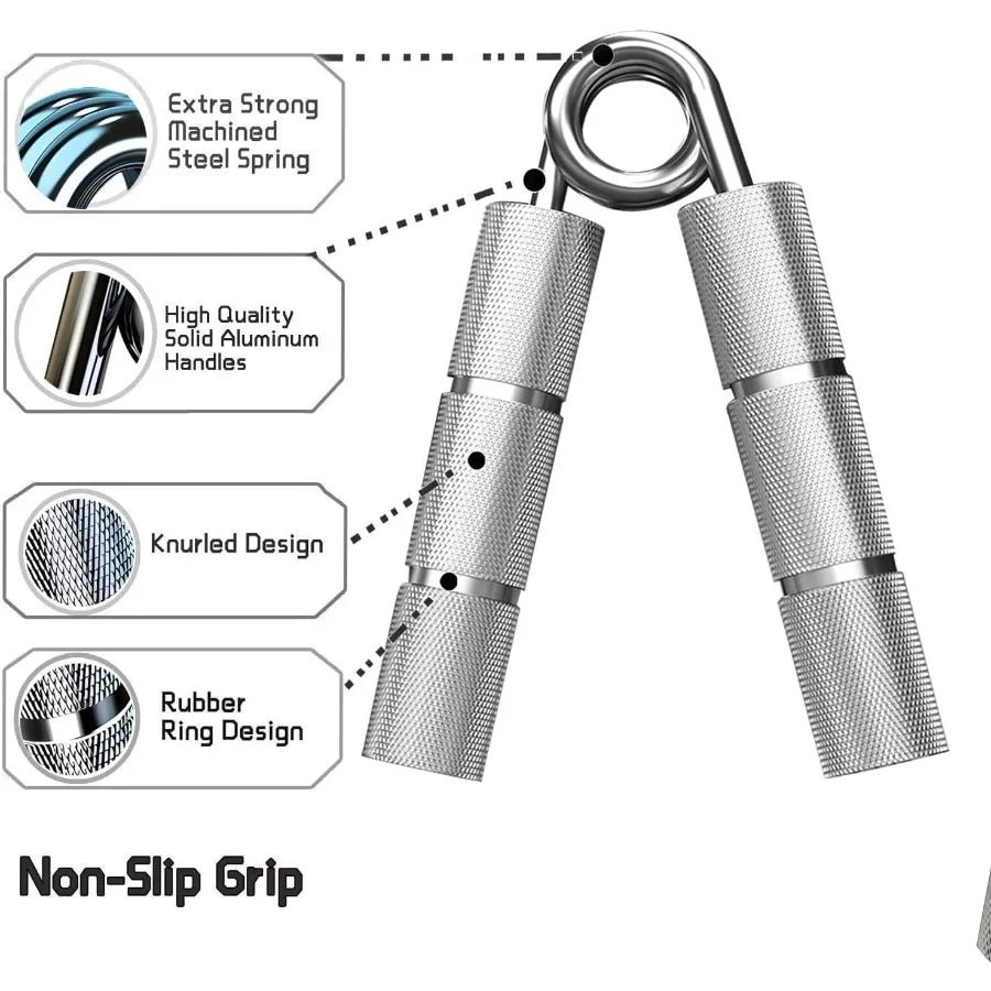 Silver Metal Hand Gripper Set,50LB-400LB 13 Pack No Slip Heavy-Duty Grip Strengthener,Great Wrist & Forearm Hand Exerciser,Home