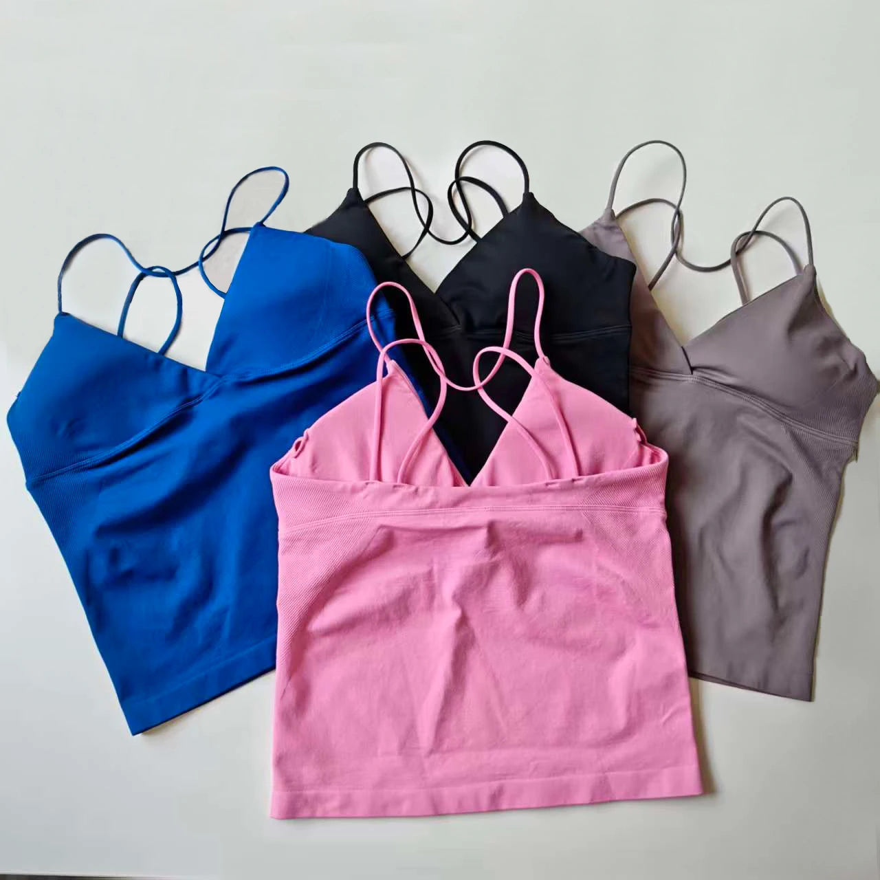 NCLAGEN Vision Twist Front Longline Top Women's Seamless Thin Straps Yoga Gym Workout Vest Running Tank Tops Fitness Clothing