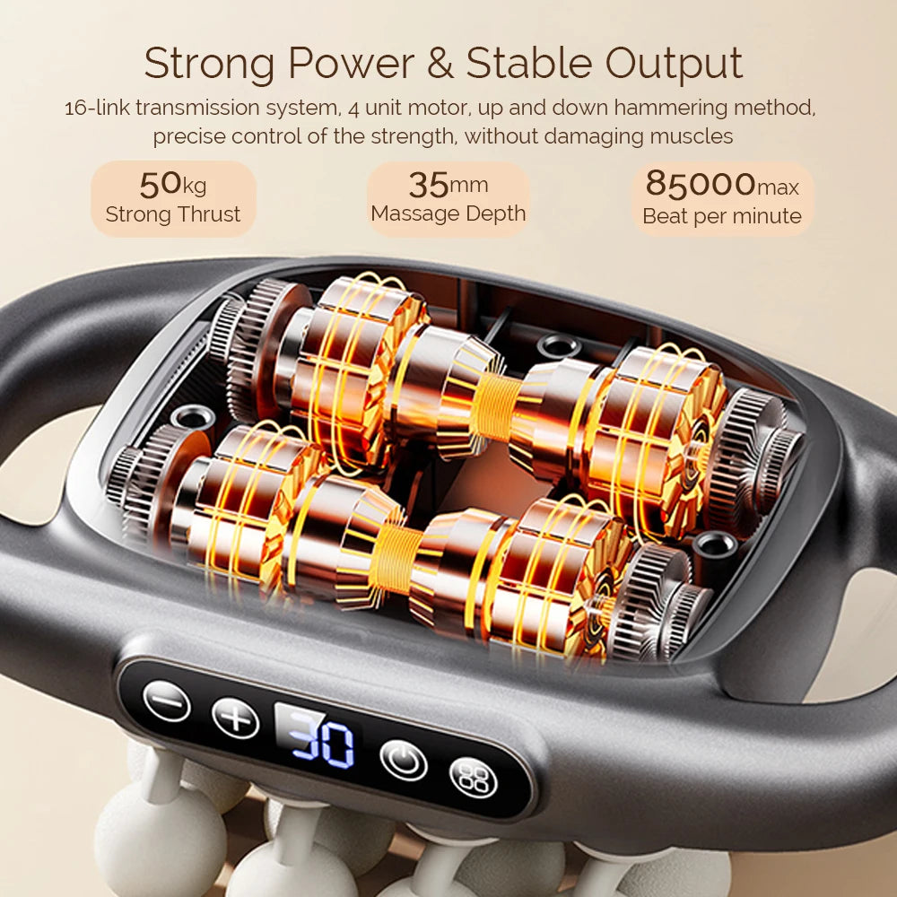 16-Head Fascia Gun High-Frequency Vibration Body Massage Gun Back and Waist Massager Neck Shoulder Massager Muscle