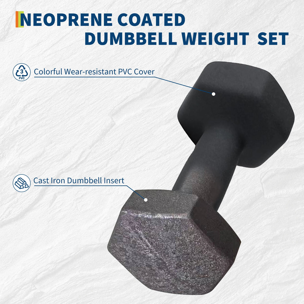 Neoprene Dumbbell Set for Women and Men | Multi-color Free Hand Weights Set with Box/Rack Storage