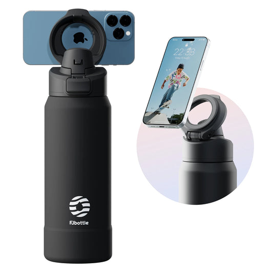 Fjbottle Magnetic Thermos Stainless Steel Sports Water Bottle with Magnetic Phone Holder Bouncing cover Insulation Cup
