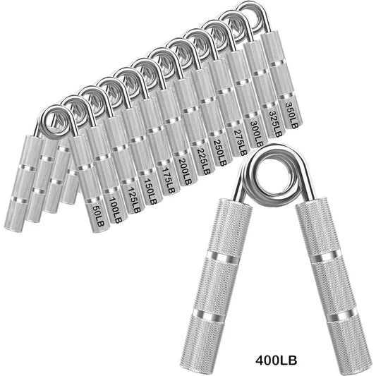 Silver Metal Hand Gripper Set,50LB-400LB 13 Pack No Slip Heavy-Duty Grip Strengthener,Great Wrist & Forearm Hand Exerciser,Home