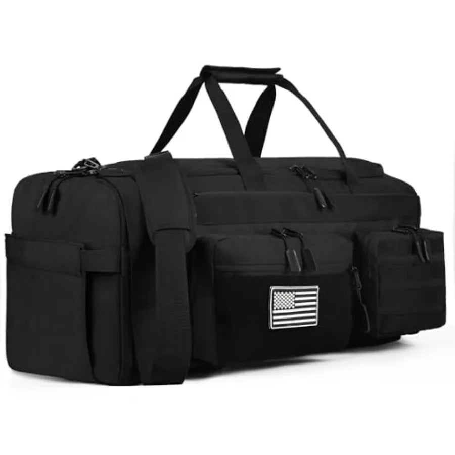 50L Tactical Duffle Bag for Men, 3-in-1 Gym Duffle and Backpack, Shoe Compartment, Laptop Sleeve and MOLLE, Carry-On Travel Wee
