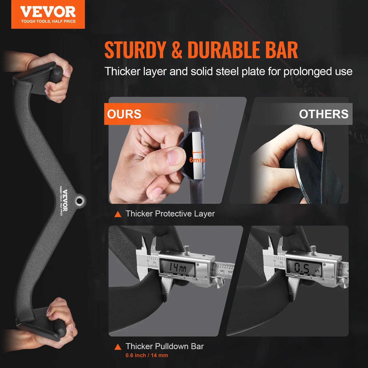 LAT Pulldown Attachment Cable Machine Rowing V-bar Tricep Pull Down Bar Back Strength TrainingRubber Coated HandleGrip