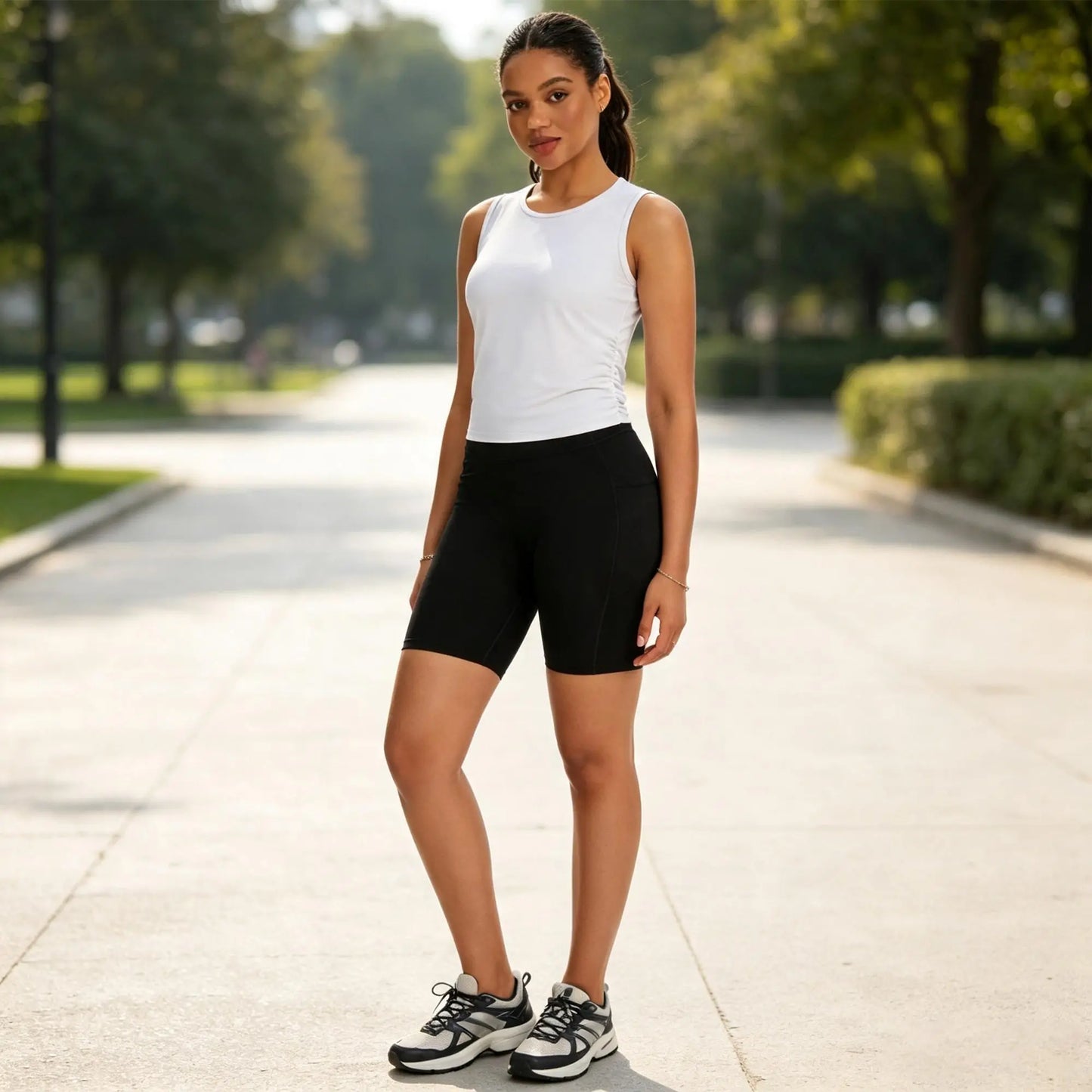 THE GYM PEOPLE Women’s Ruched Tank Tops Slim Fit Breathable Soft Basic Running Yoga Sleeveless Workout Shirts