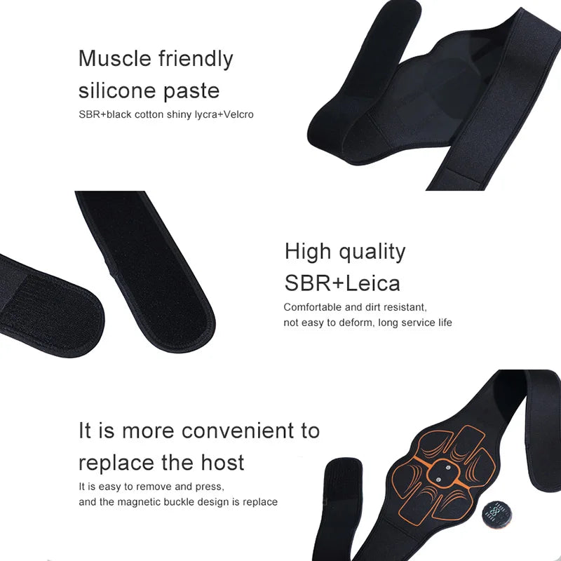 Smart Abs Trainer Waist Muscle Toner Abdominal Toning Belt Type-c Recharge Body Massager Home Office Training Fitness Equipment
