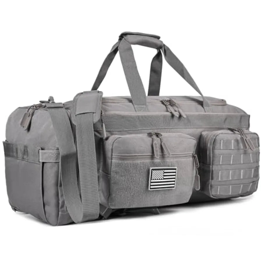 50L Tactical Duffle Bag for Men, 3-in-1 Gym Duffle and Backpack, Shoe Compartment, Laptop Sleeve and MOLLE, Carry-On Travel Wee